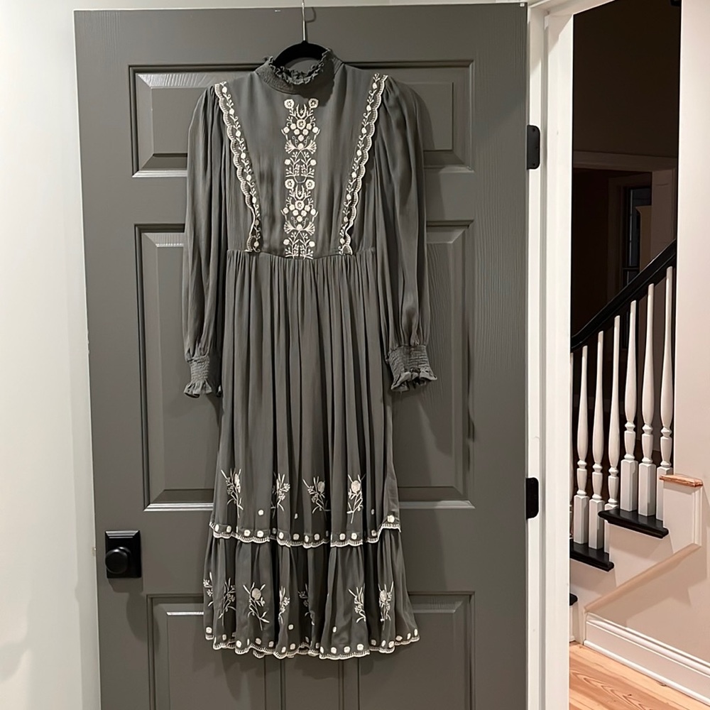 Green boho dress